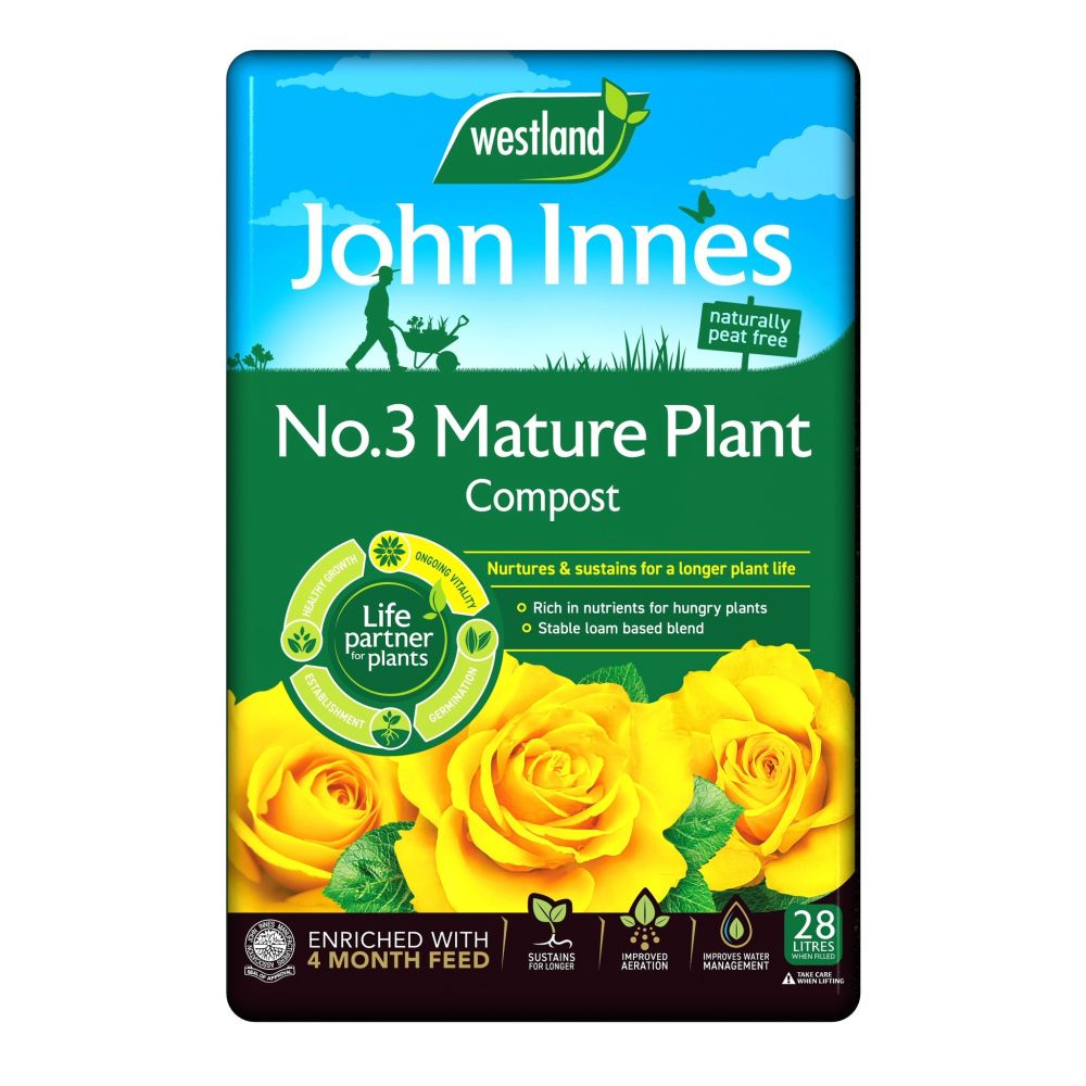 John Innes 28L Peat Free No.3 Mature Plant Compost - 3 FOR £18 - Old Railway Line Garden Centre