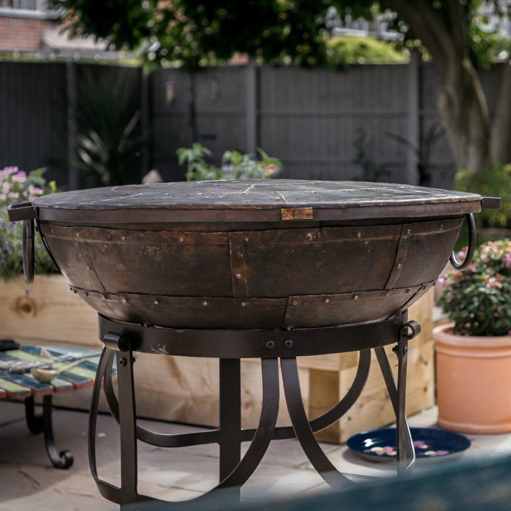Kadai 80cm Metal Firebowl Shield - Old Railway Line Garden Centre