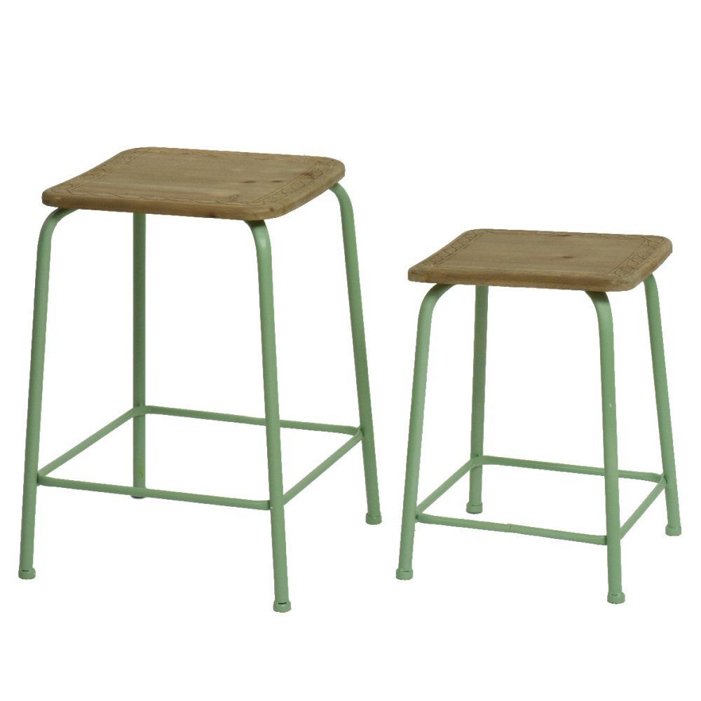 Kaemingk 48cm Green Iron Frame Indoor Stool - Old Railway Line Garden Centre