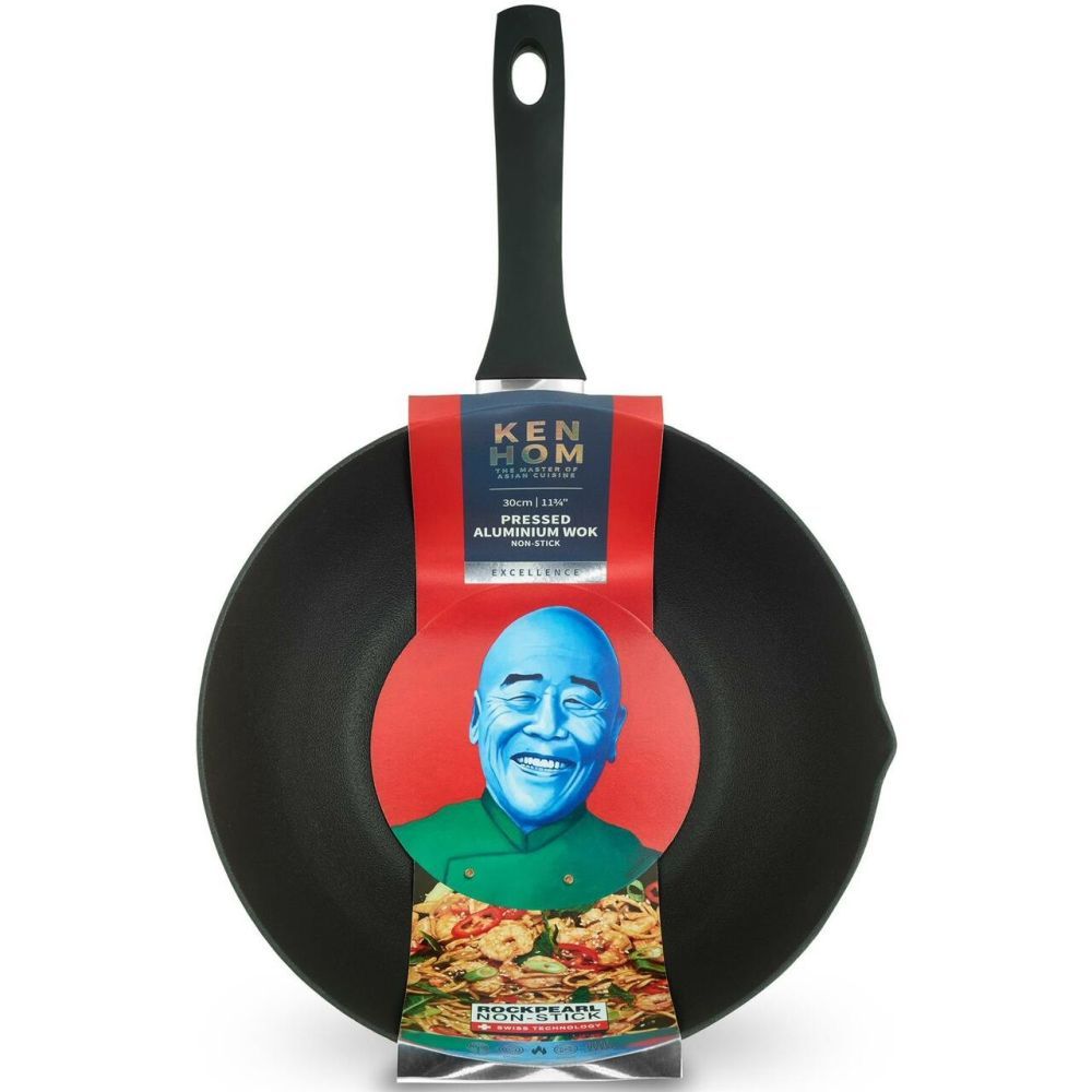 Ken Hom Non - Stick 30cm Pressed Aluminium Wok - Old Railway Line Garden Centre