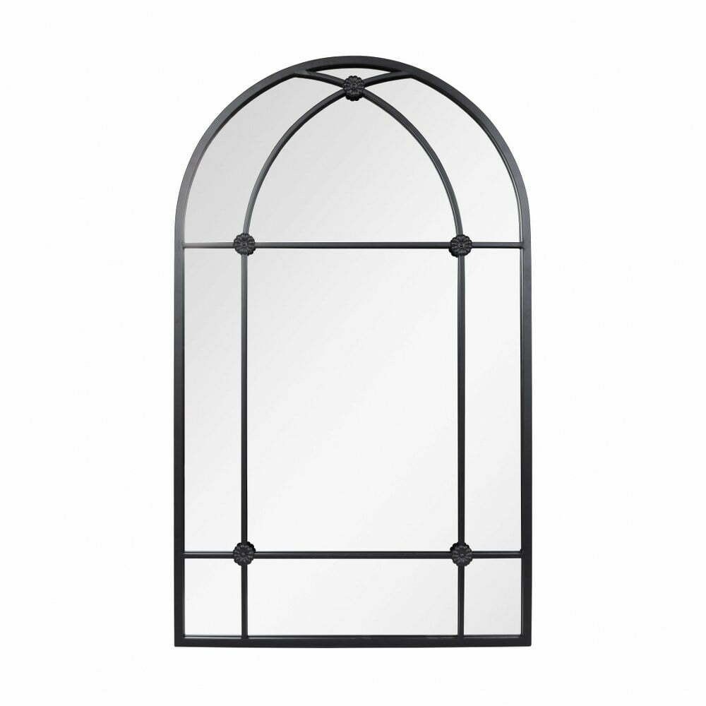 La Hacienda 100cm Black Arched Arundel Indoor/Outdoor Mirror - Old Railway Line Garden Centre
