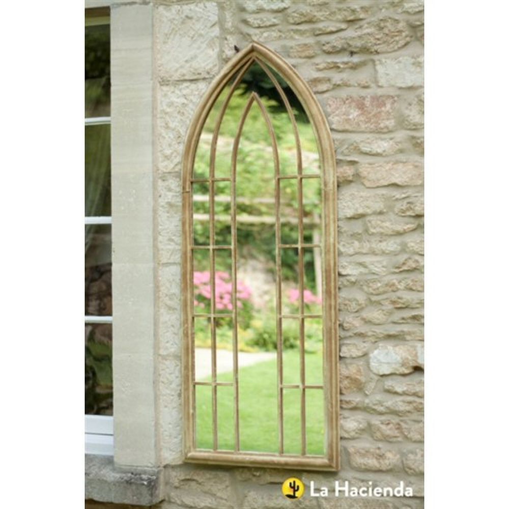 La Hacienda 153cm Large Arch Stone Effect Outdoor/Indoor Mirror - Old Railway Line Garden Centre