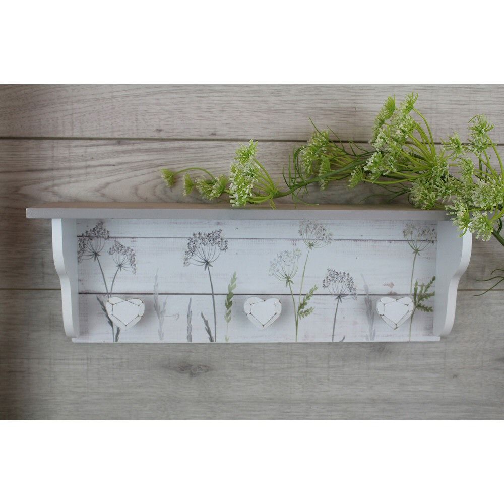 Langs 43cm White Wooden Cow Parsley Shelf - Old Railway Line Garden Centre