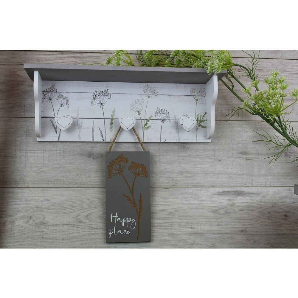 Langs 43cm White Wooden Cow Parsley Shelf - Old Railway Line Garden Centre