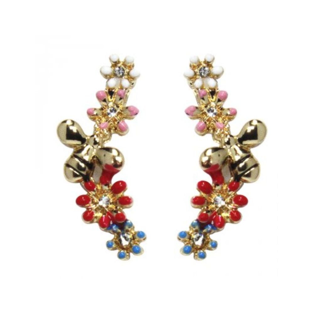 Lila Jewellery 22mm Bee & Flowers Drop Earrings - Old Railway Line Garden Centre