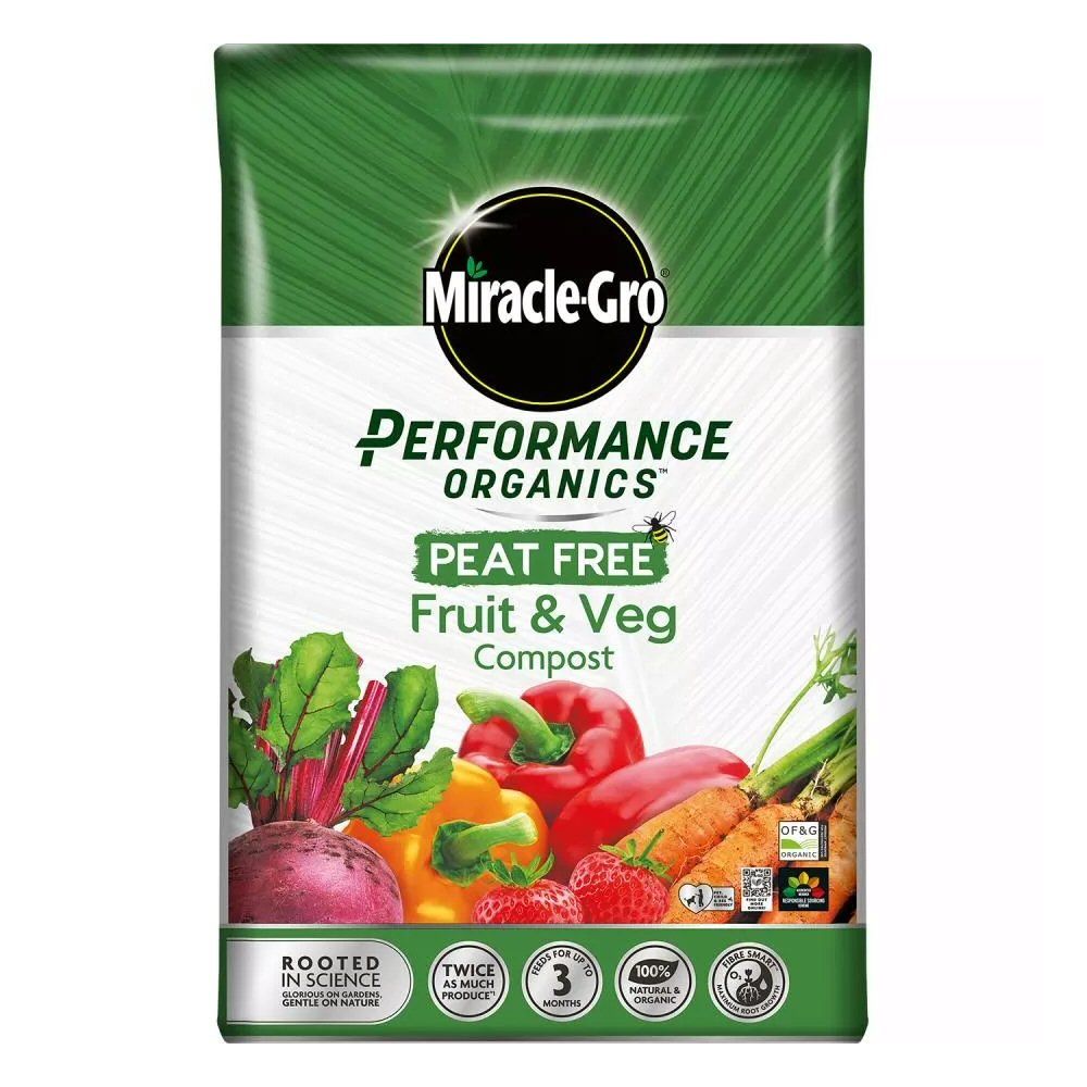 Miracle - Gro 40L Performance Peat Free Organic Fruit & Veg Compost - Old Railway Line Garden Centre