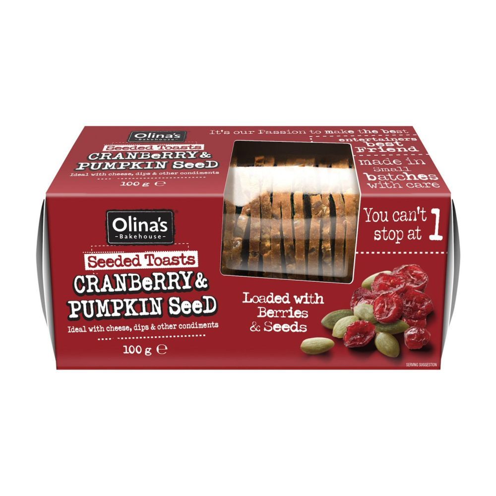 Olina's Bakehouse Cranberry & Pumpkin Seeded Toasts 100g