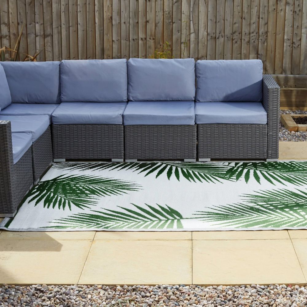 Outside In 210cm Green Tropicana Alfresco Rug - Old Railway Line Garden Centre