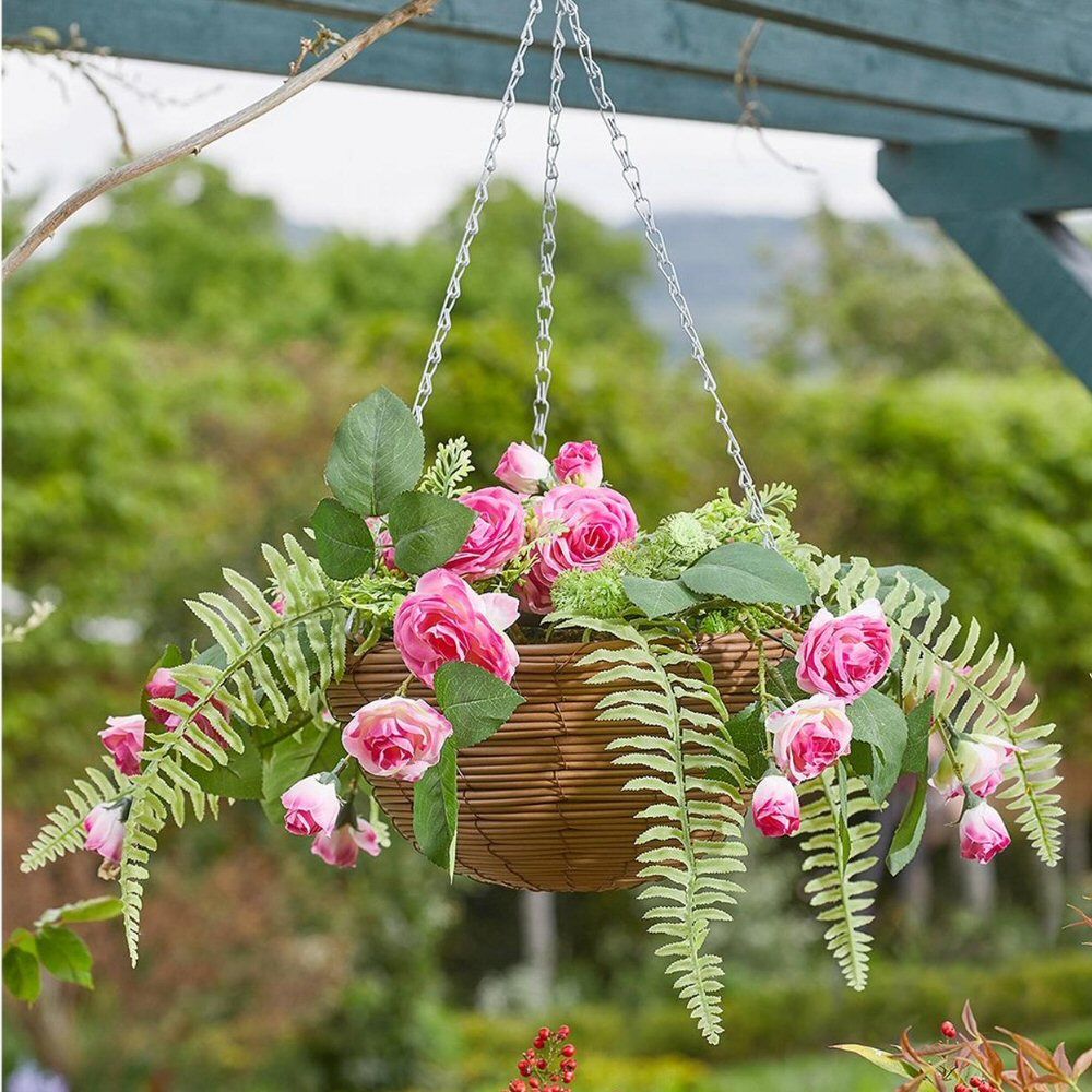 Outside In 30cm Pink Perfection Artificial Regal Basket - Old Railway Line Garden Centre