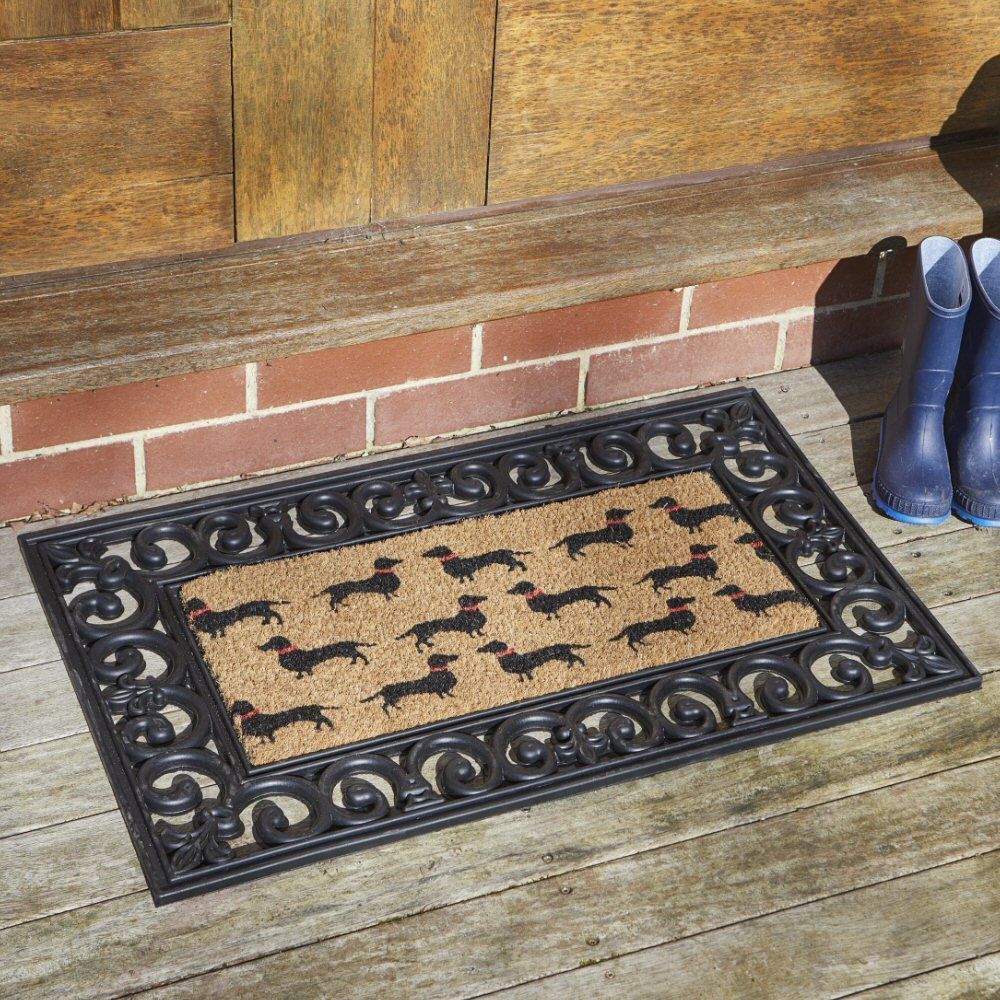 Outside In 53cm Dogs! Dachshund Decoir Doormat Insert - Old Railway Line Garden Centre