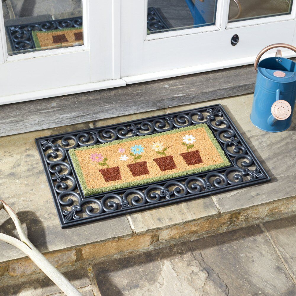 Outside In 53cm Lots of Pots Coir Doormat Insert - Old Railway Line Garden Centre