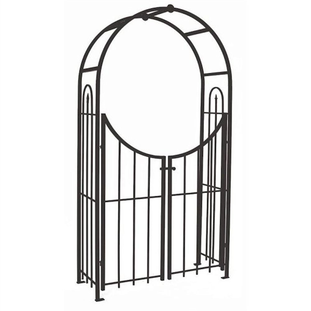 Panacea 228cm Black Arched Top Arch with Gate - Old Railway Line Garden Centre