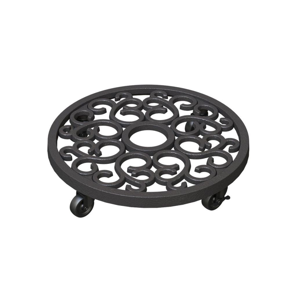 Panacea 43cm Heavy Weight Cast Iron Scroll Plant Caddy (Assorted Colours) - Old Railway Line Garden Centre