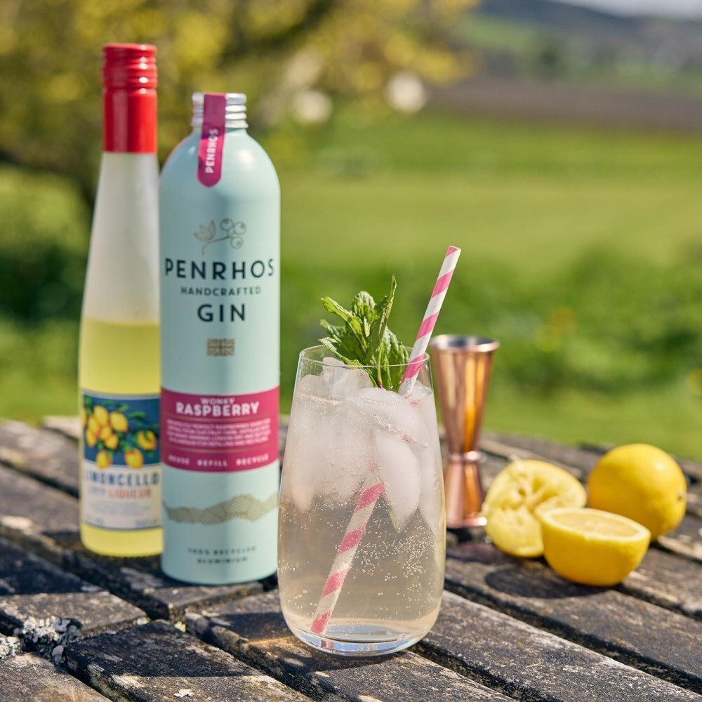 Penrhos 70cl Wonky Raspberry Gin Aluminium Bottle - Old Railway Line Garden Centre