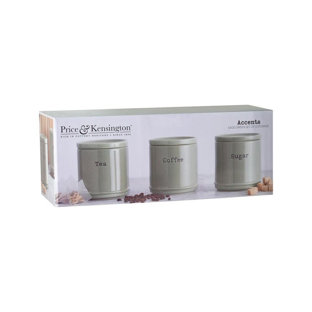 Price & Kensington 750ml Sage Green Accents Tea, Coffee & Sugar Pots - Old Railway Line Garden Centre