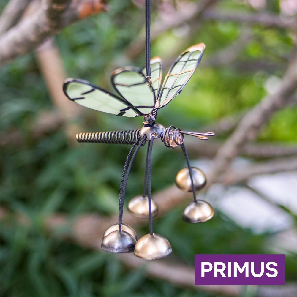 Primus Glass Wing Glow in the Dark Dragonfly Bobbin' Bells (Assorted Colours) - Old Railway Line Garden Centre