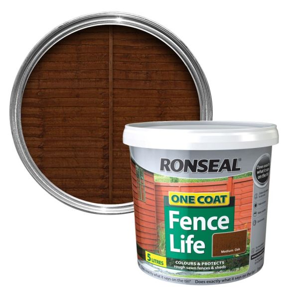 Ronseal 5 Litre Medium Oak Fence Life Paint - Old Railway Line Garden Centre