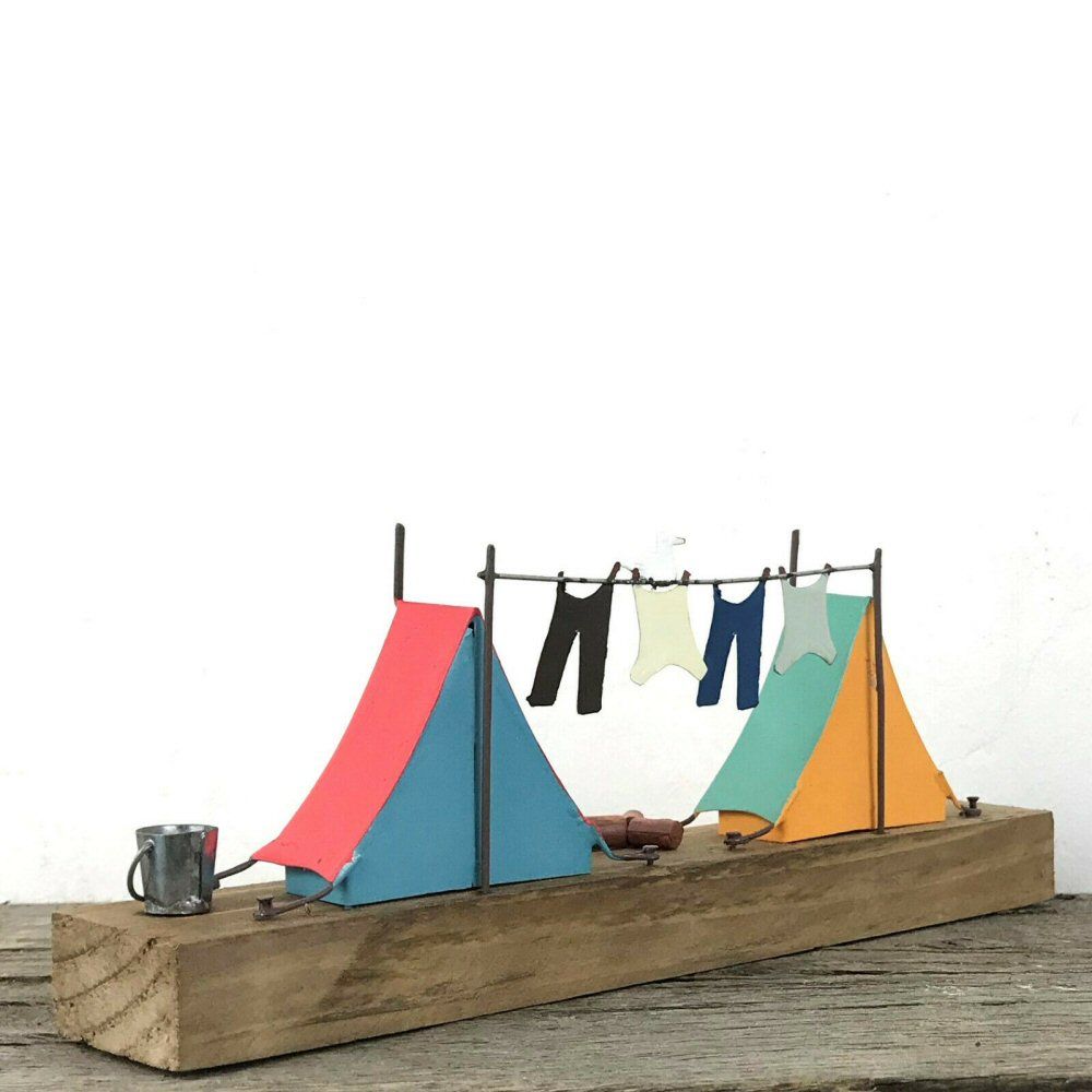 Shoeless Joe 20cm Metal Campsite Life Scene Decoration - Old Railway Line Garden Centre