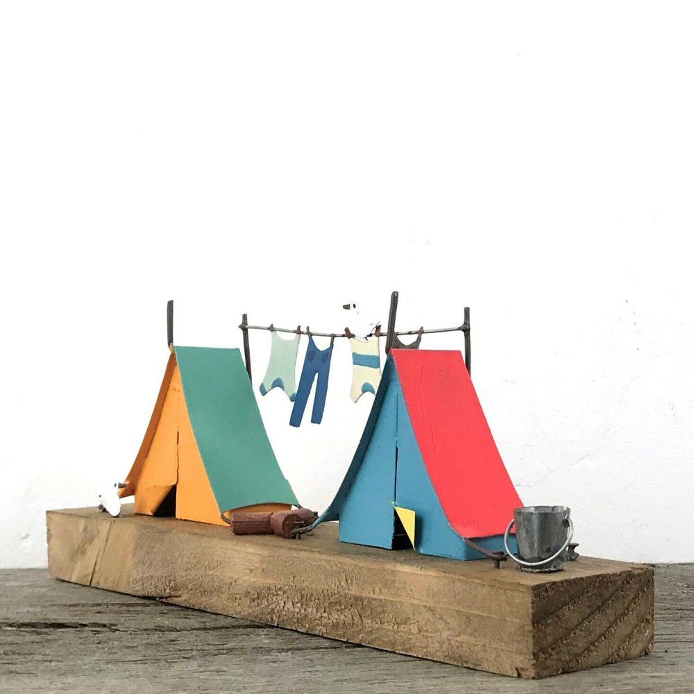 Shoeless Joe 20cm Metal Campsite Life Scene Decoration - Old Railway Line Garden Centre