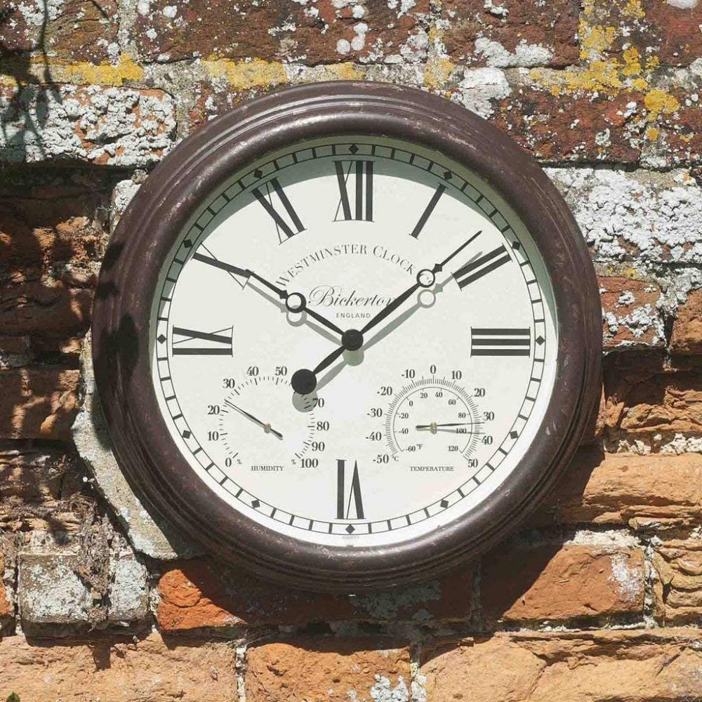Smart Garden 38cm Bickerton Wall Clock & Thermometer - Old Railway Line Garden Centre