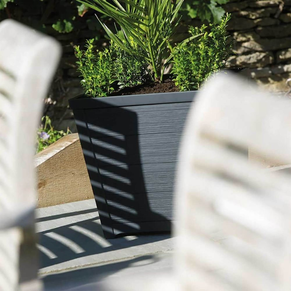 Stewarts 40cm Anthracite Square Taper Planter - Old Railway Line Garden Centre