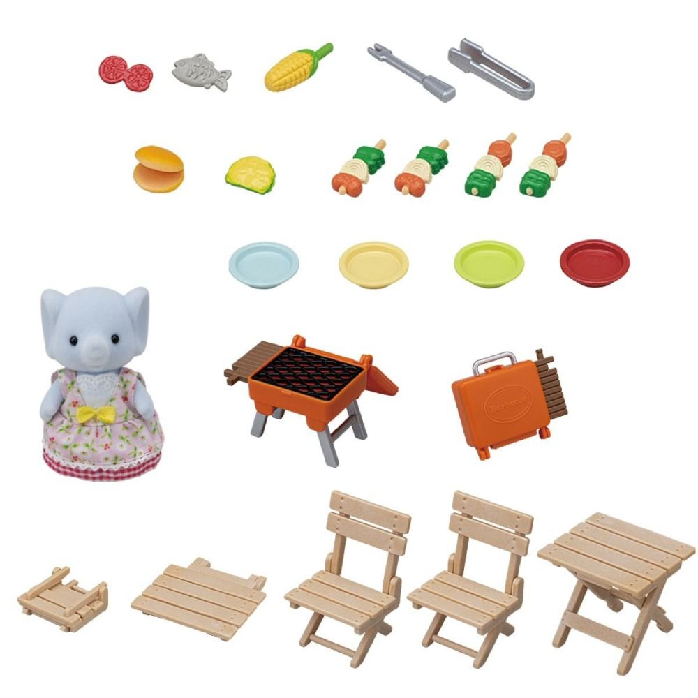 Sylvanian Families BBQ Picnic Set - Elephant Girl - 5640 - Old Railway Line Garden Centre