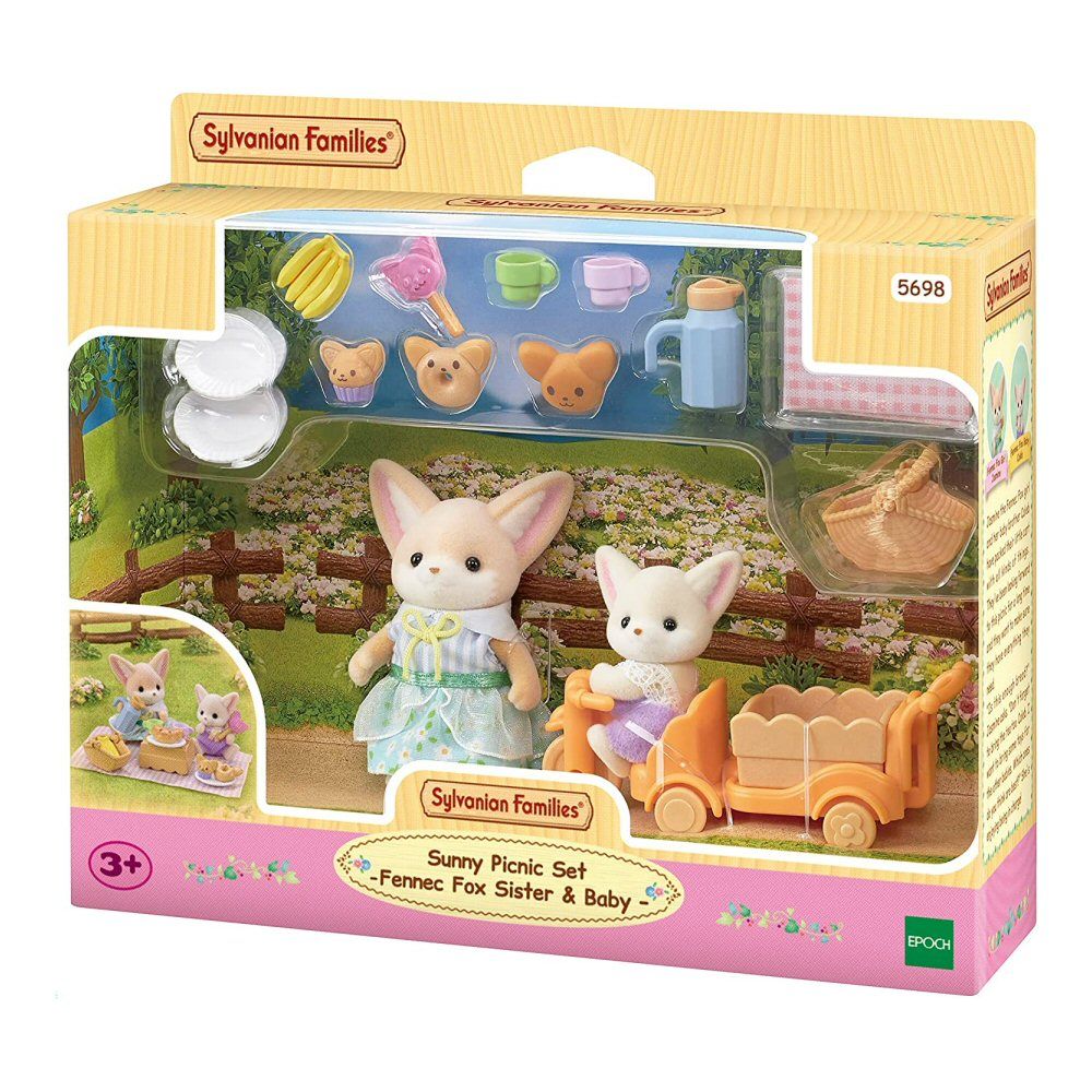Sylvanian Families Sunny Picnic Set Fennec Fox Sister & Baby - 5698 - Old Railway Line Garden Centre