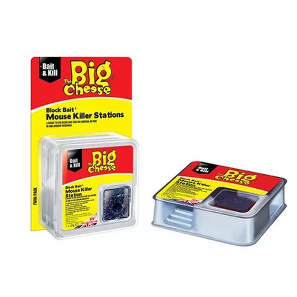 The Big Cheese All Weather Block Bait Mouse Killer Station (Pack of 2) - Old Railway Line Garden Centre