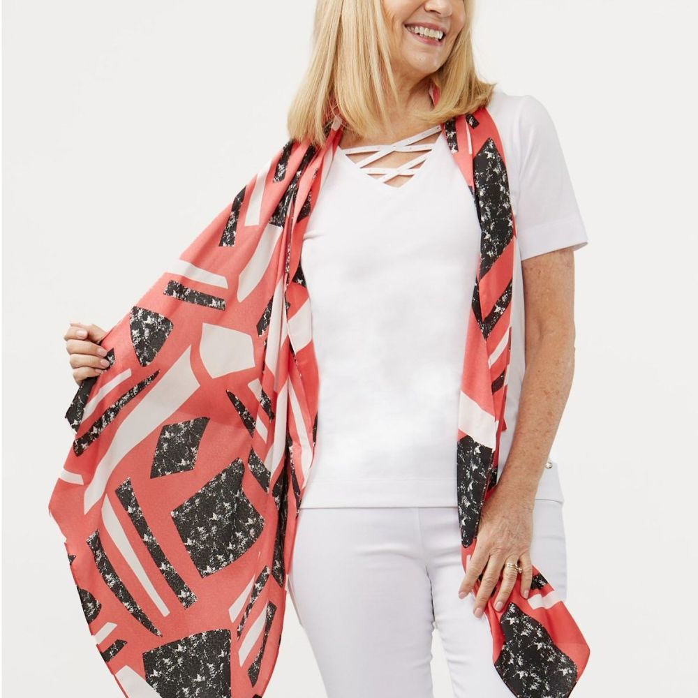 TIGI Pomegranate & Black Abstract Scarf - Old Railway Line Garden Centre