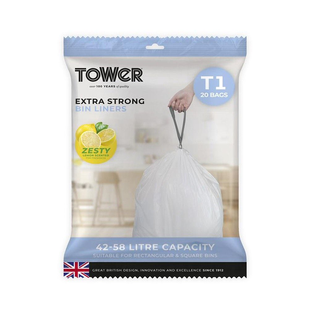 Tower 42 - 58 Litre Lemon Senceted Bin Liners - Old Railway Line Garden Centre