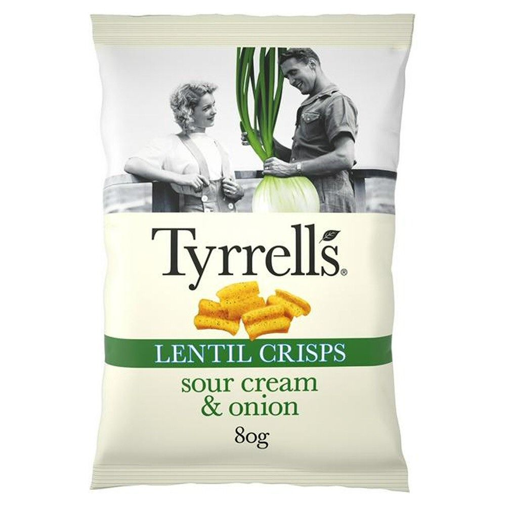 Tyrells 80g Sour Cream & Onion Lentil Crisps - Old Railway Line Garden Centre