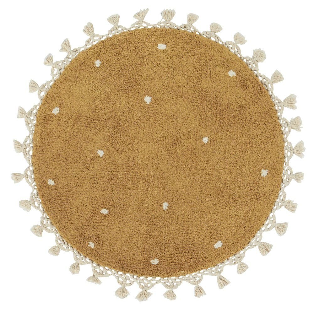Walton & Co. 70cm Ochre Dotty Circular Cotton Rug - Old Railway Line Garden Centre