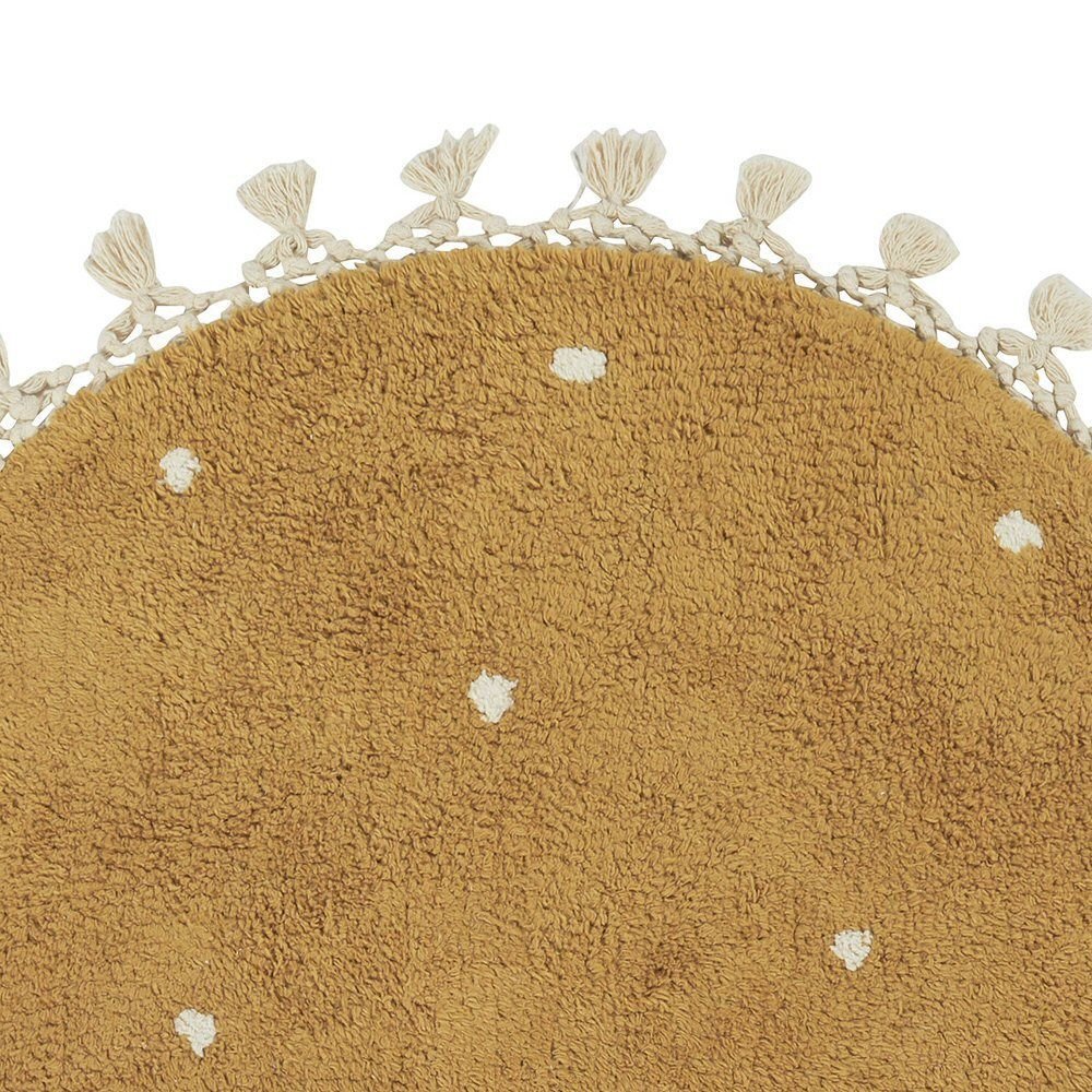 Walton & Co. 70cm Ochre Dotty Circular Cotton Rug - Old Railway Line Garden Centre
