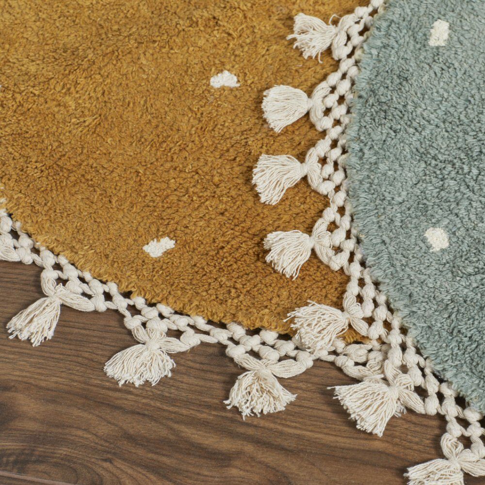 Walton & Co. 70cm Ochre Dotty Circular Cotton Rug - Old Railway Line Garden Centre