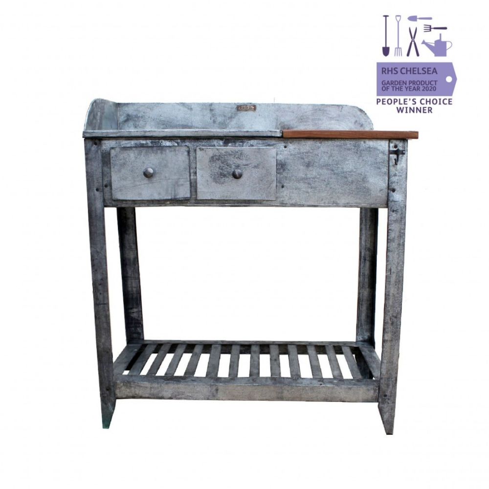 Wilstone 102cm Galvanised Steel Garden Potting Table - Old Railway Line Garden Centre