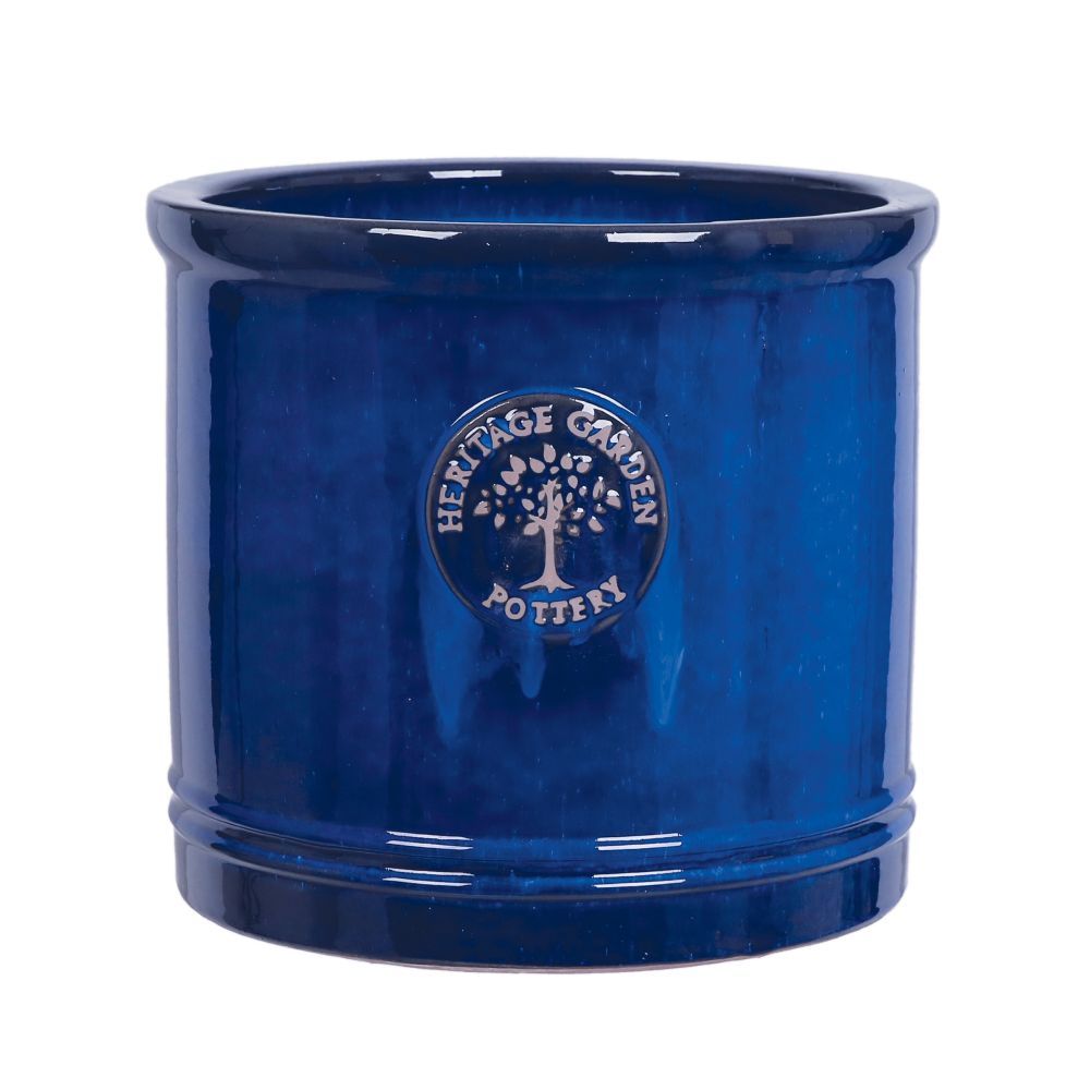 Woodlodge 20cm Blue Glazed Heritage Cylinder Pot - Old Railway Line Garden Centre