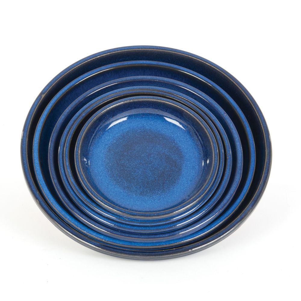 Woodlodge 30cm Blue Glazed Blossom Saucer - Old Railway Line Garden Centre