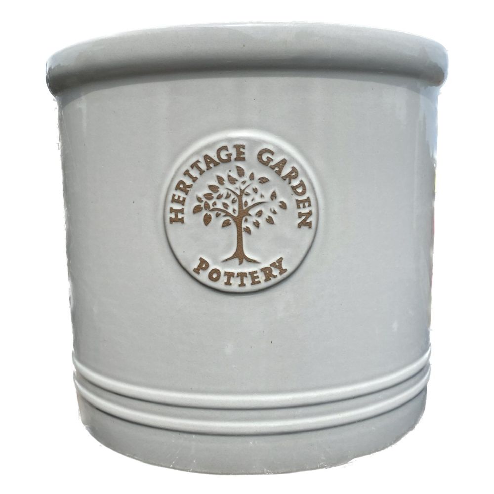 Woodlodge 30cm White/Cream Glazed Heritage Cylinder Pot - Old Railway Line Garden Centre