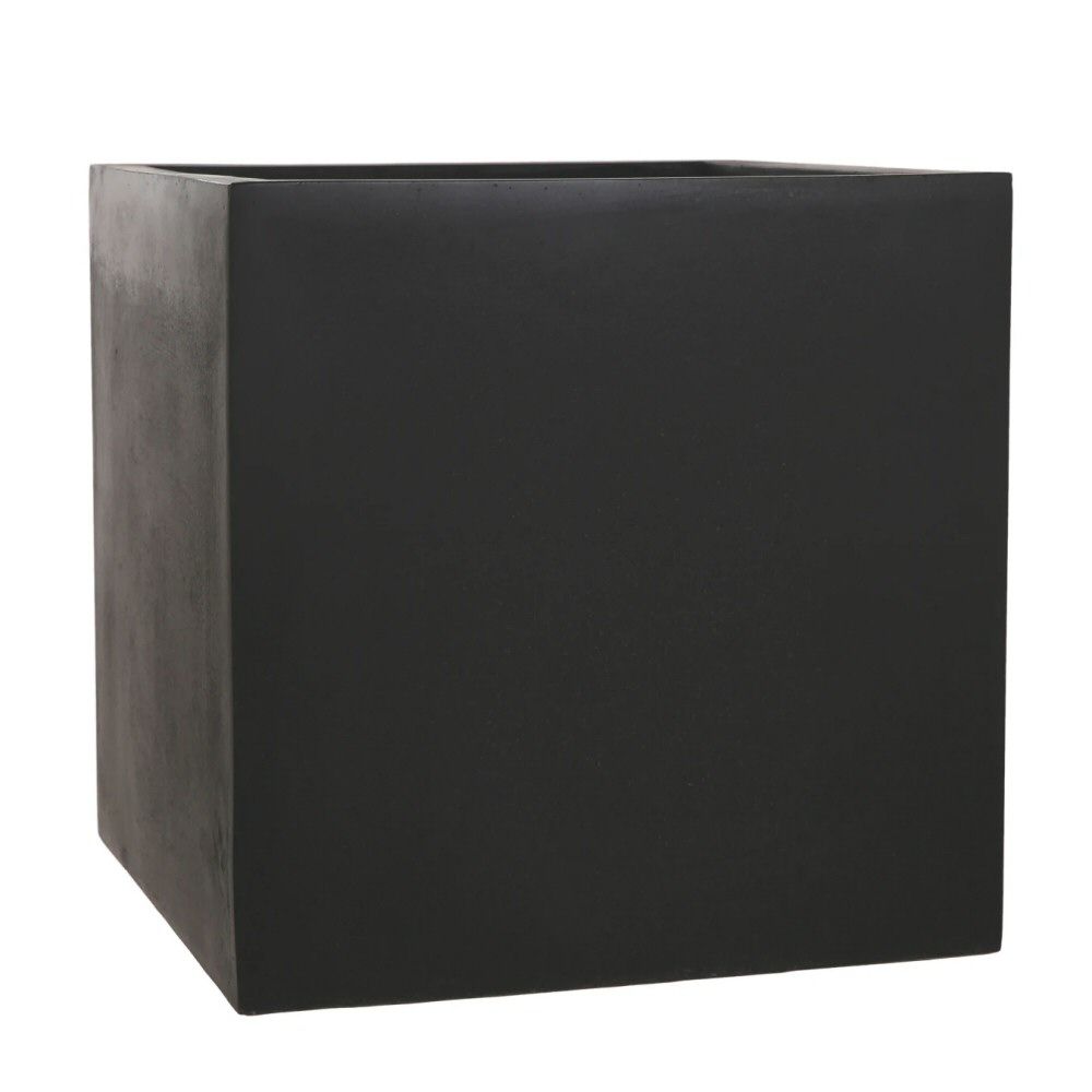 Woodlodge 42cm Black Polylite Cube Planter - Old Railway Line Garden Centre