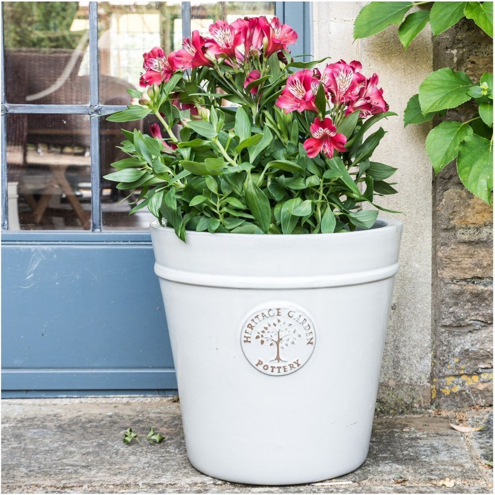 Woodlodge 50cm White Glazed Heritage Pot - Old Railway Line Garden Centre