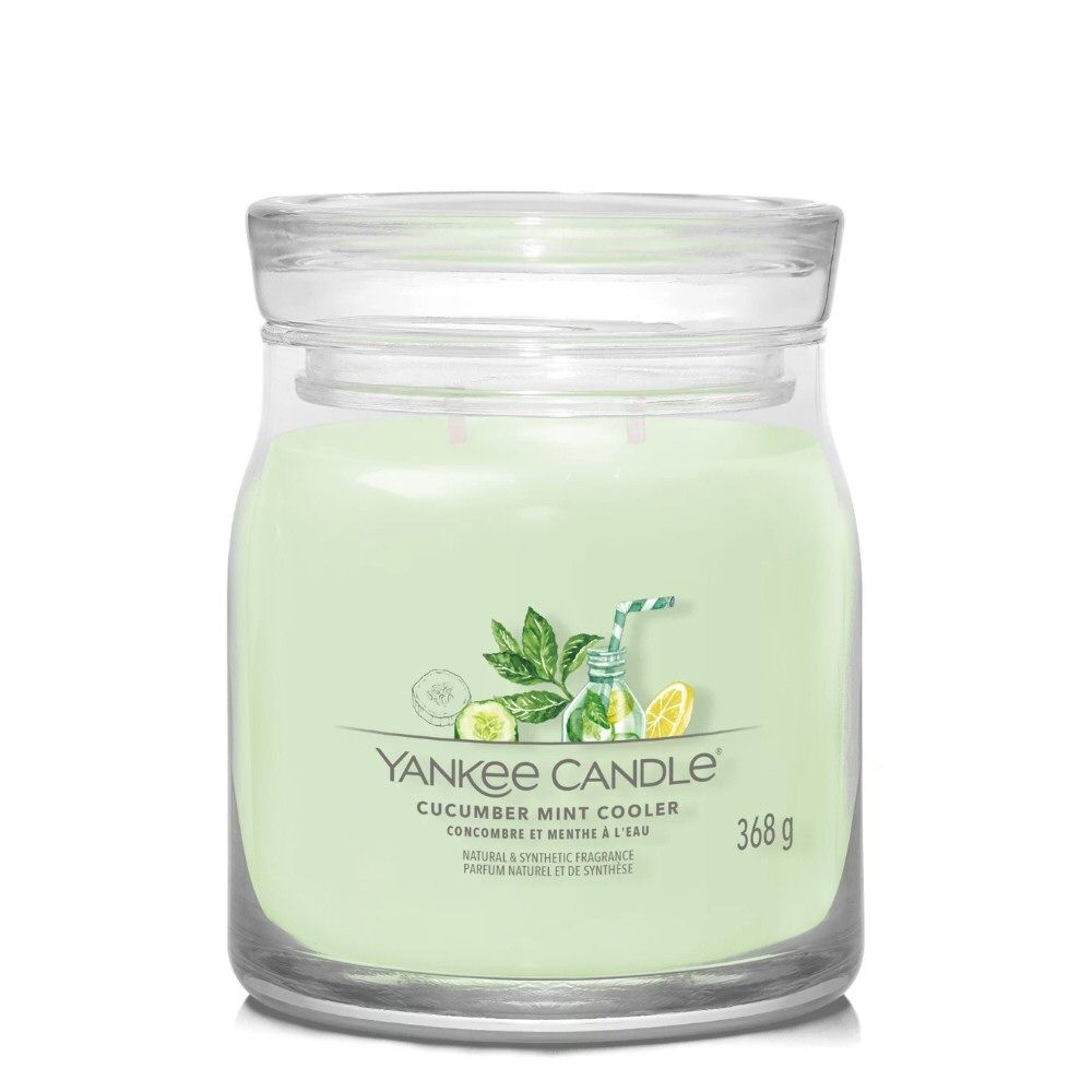 Yankee Candle 368g Cumber Mint Cooler Signature Medium Jar Candle - Old Railway Line Garden Centre
