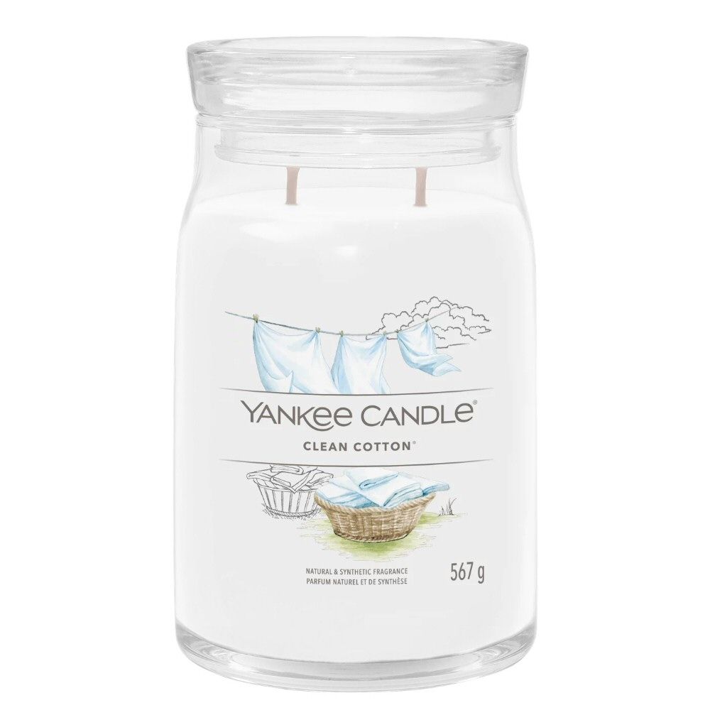 Yankee Candle 567g Clean Cotton Signature Large Jar Candle - Old Railway Line Garden Centre