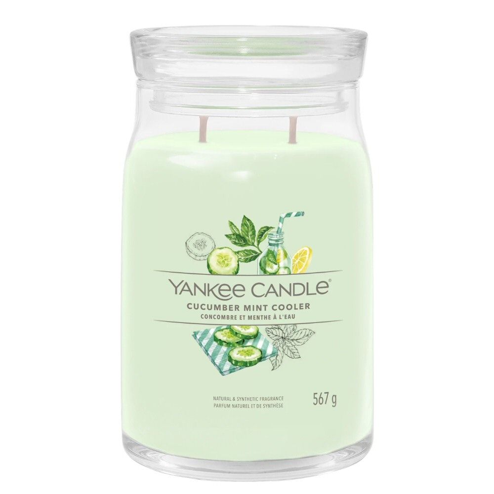 Yankee Candle 567g Cumber Mint Cooler Signature Large Jar Candle - Old Railway Line Garden Centre
