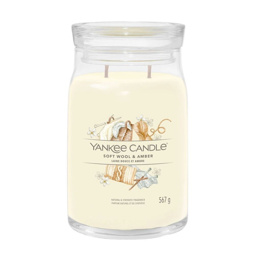 Yankee Candle 567g Soft Wool & Amber Signature Large Jar Candle - Old Railway Line Garden Centre