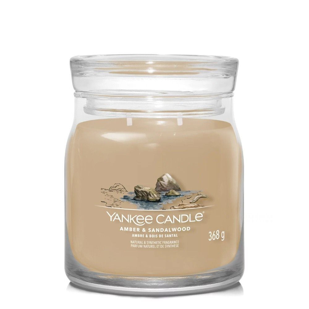 Yankee Candle368g Amber & Sandalwood Signature Medium Candle - Old Railway Line Garden Centre