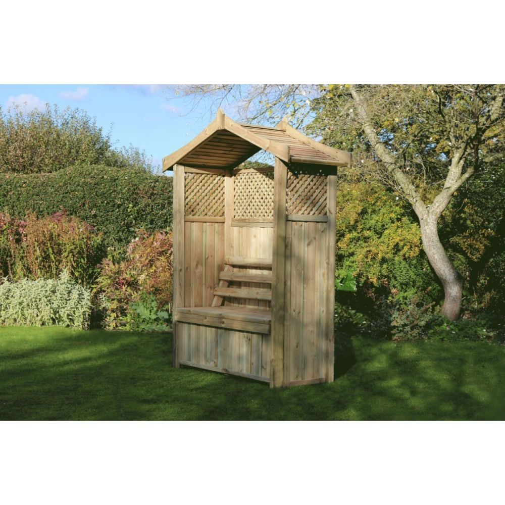 Zest 4 Leisure 1.57m Dorset Wooden Arbour with Storage Box - Old Railway Line Garden Centre