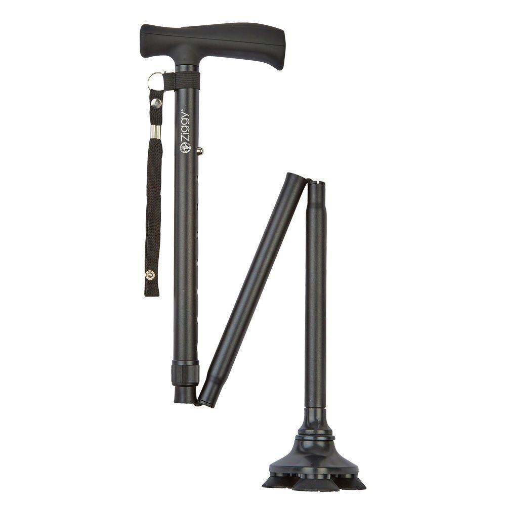 Ziggy Black Tribase Folding Walking Stick - Old Railway Line Garden Centre