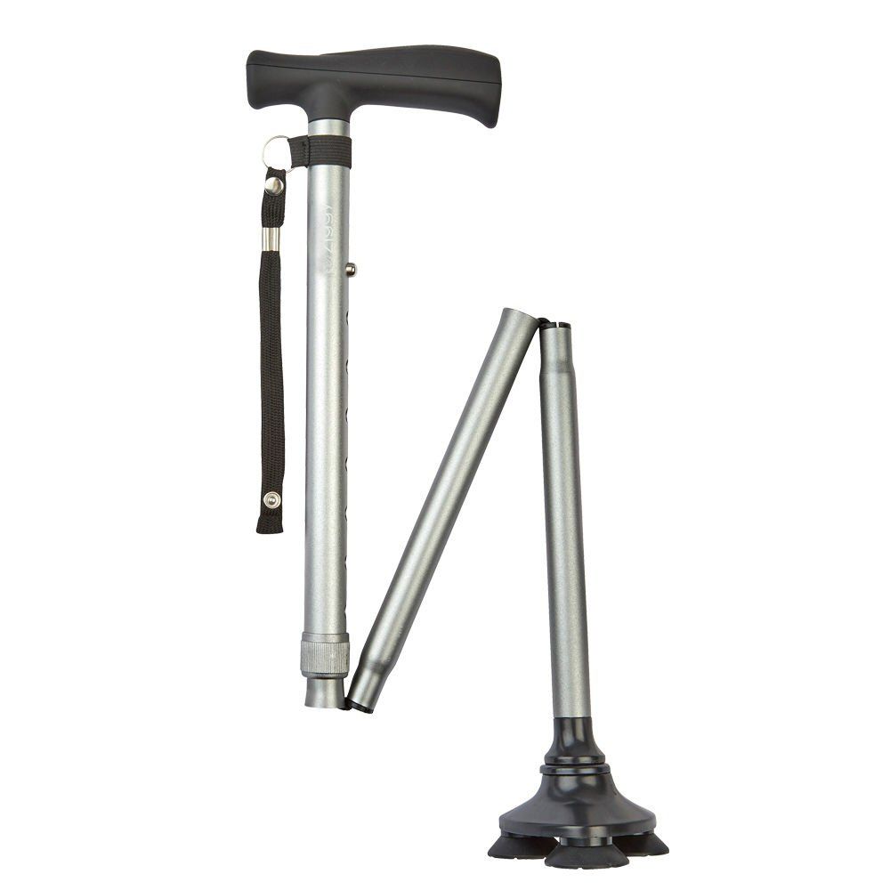 Ziggy Gunmetal Tribase Folding Walking Stick - Old Railway Line Garden Centre