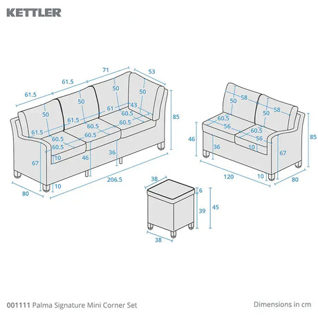 Kettler Palma Signature Mini Corner Garden Furniture Set in Whitewash