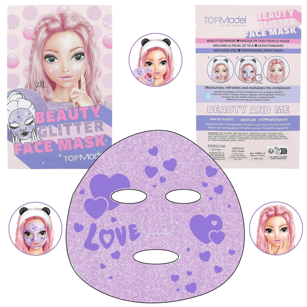 Depesche TopModel Beauty & Me Glitter Face Mask (Choice of 3) - 0412825